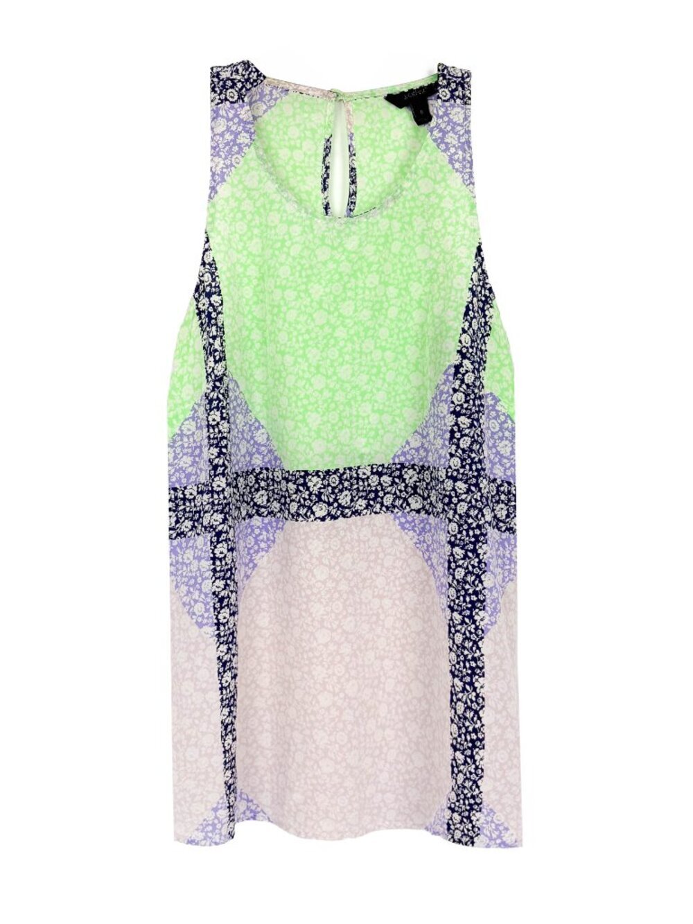 J. Crew Womens XS Floral Abstract Colour Block Halter Neck Blouse Neon 0